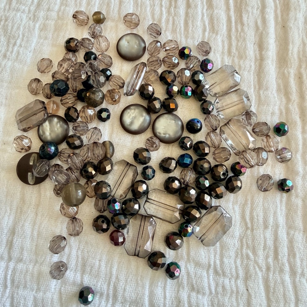 Smoky Crystal and Hematite Mixed Bead Set - Versatile Jewelry Components